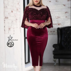 پیراهن مهمانی زنانه پولک مخملی مدل یلدا