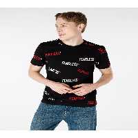 تی شرت مشکی مردانه سیاه یقه دوچرخه تناسب منظم طرح دار پوست Colin’s