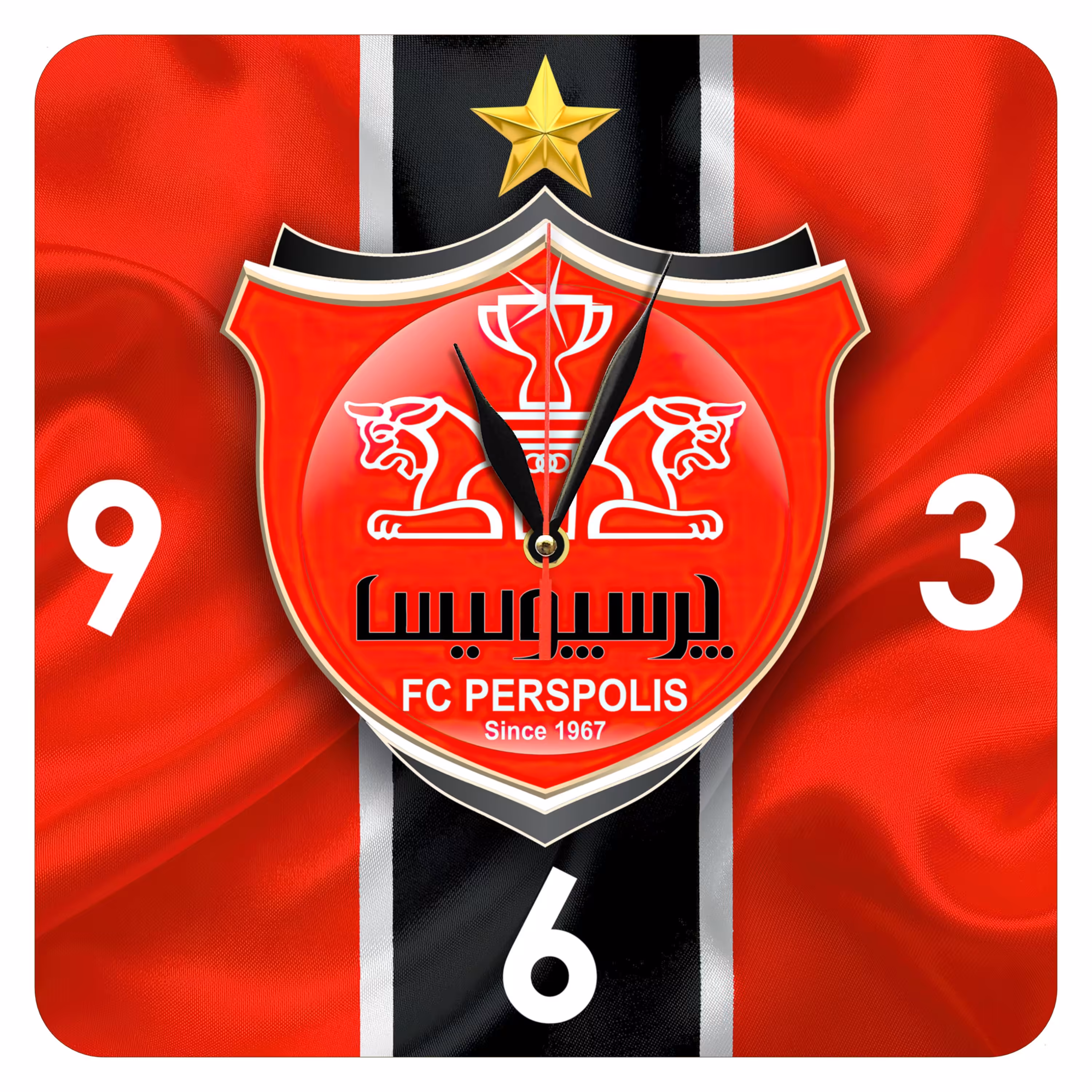 ساعت دیواری مدل 1087 طرح پرسپولیس سایز 29 در 29