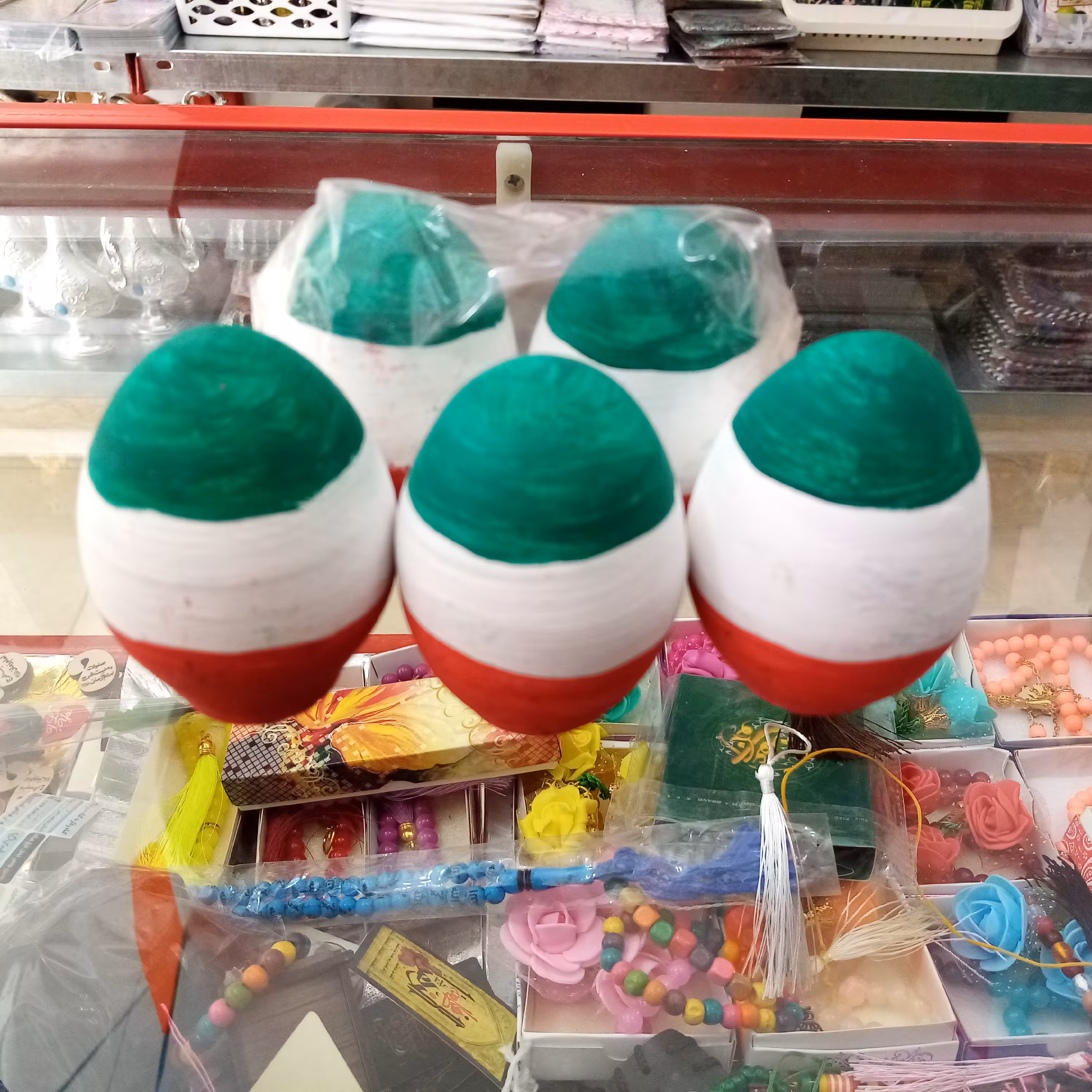 تخم مرغ سفالی طرح  پرچم ایران بسته ی 2 عددی