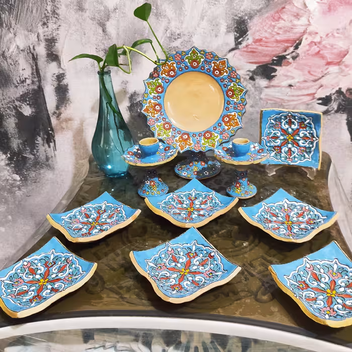 ست هفت سین تخت سفالی میناکاری