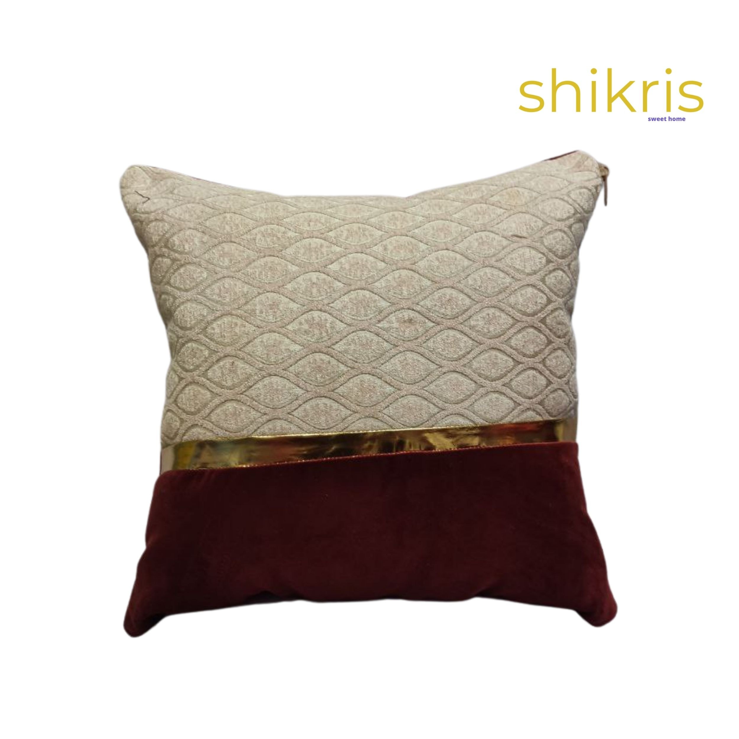 کوسن مخمل طرحدار و ساده 40 در  40 رنگ عنابی