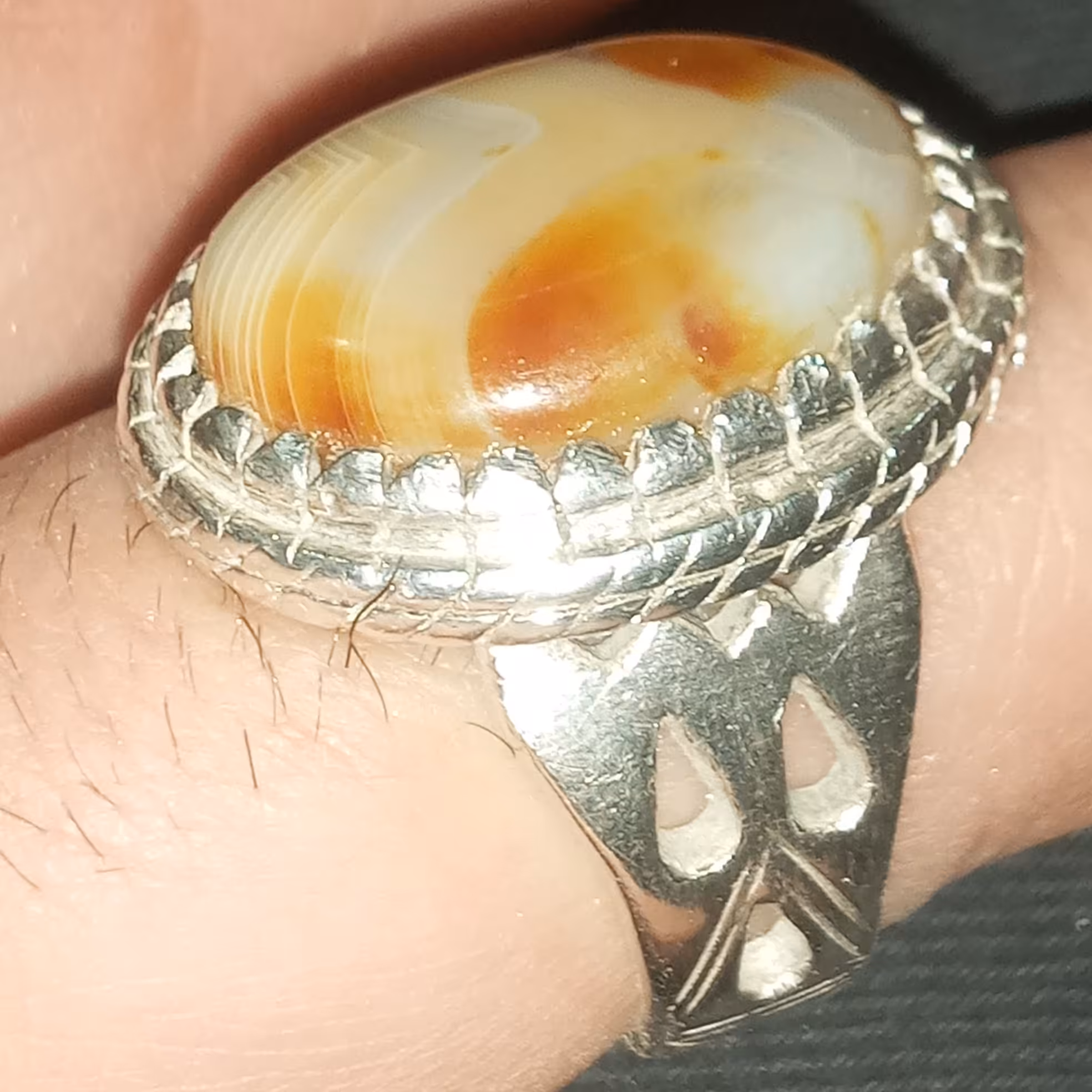 انشگتر مردانه نقره عقیق سلیمانی اصل عیار 925 وزن 10 گرم