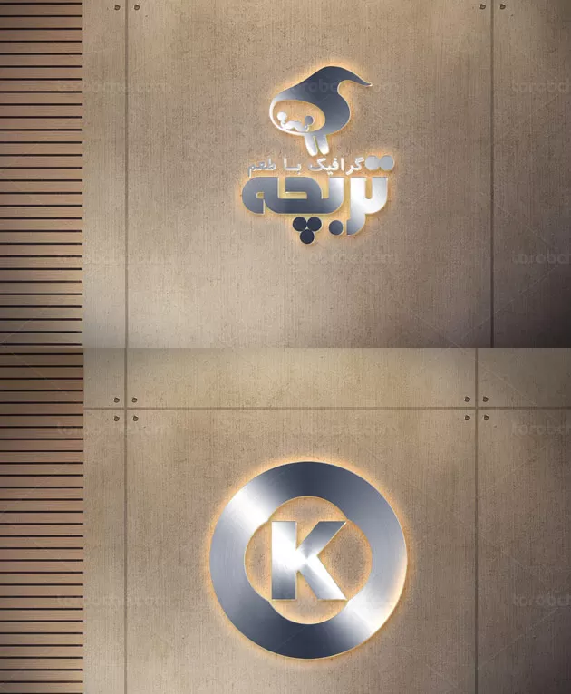 طرح لایه باز موکاپ لوگوی نقره ای با زمینه نورانی - گرافیک با طعم تربچه