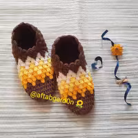 پاپوش 4 رنگ بافتنی قلاب بافی کرم قهوه ای افتابگردون