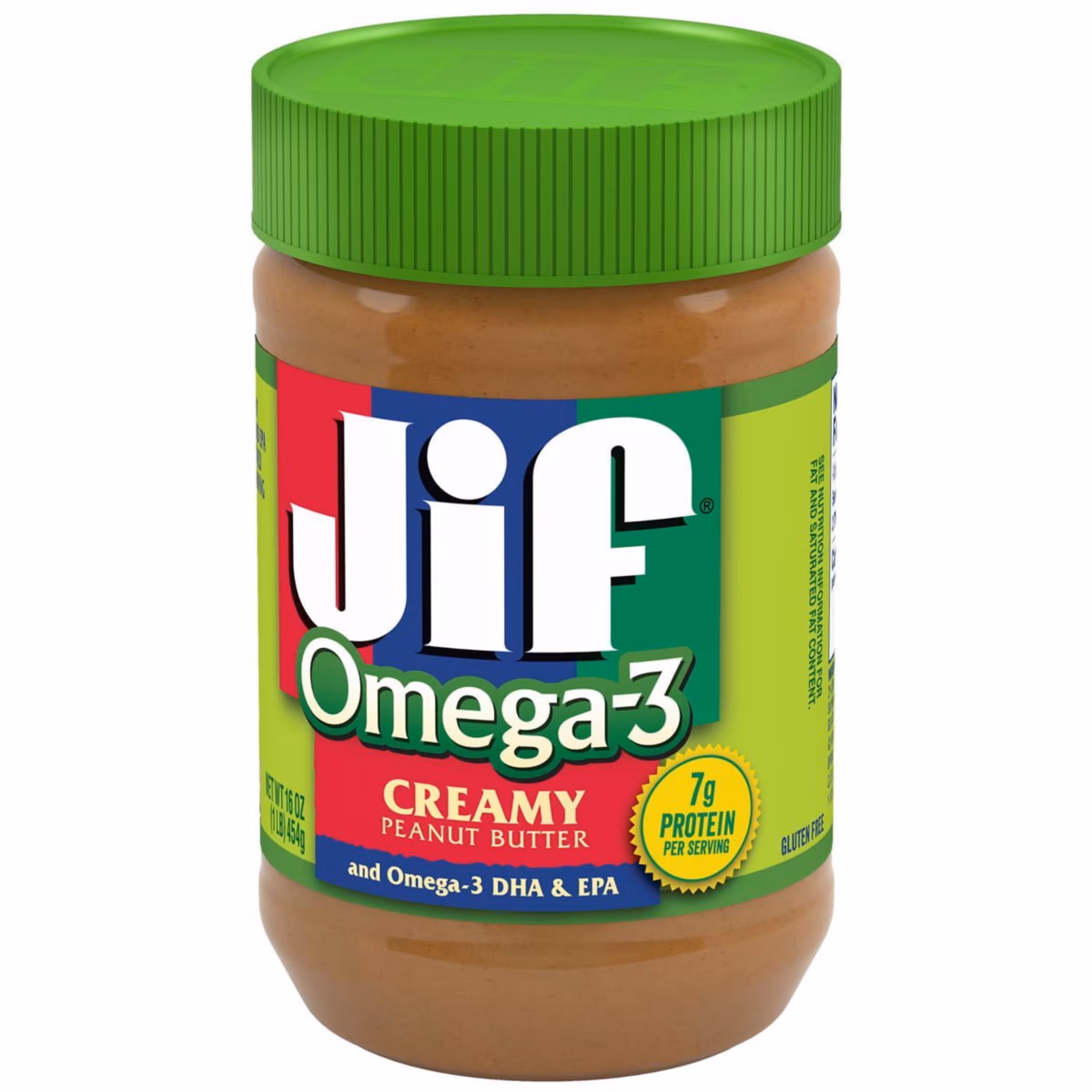 کره بادام زمینی کرمی جیف مدل امگا 3 مقدار 454 گرم