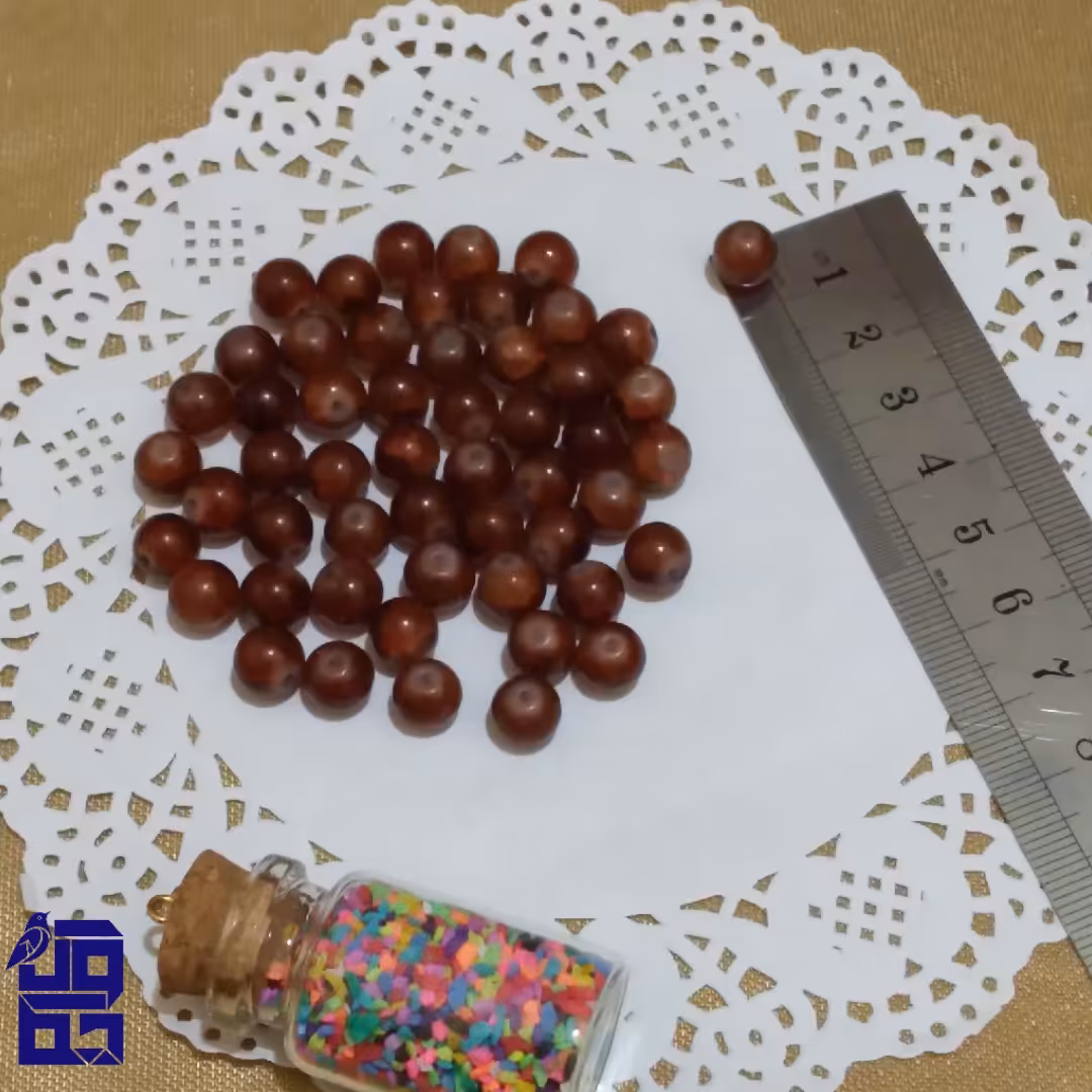 مهره سنگی سایز 8 رنگ قهوه ای پک 20 عددی