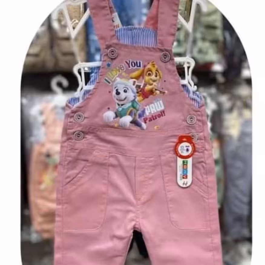 شلوار کتان پیش بندی بچگانه