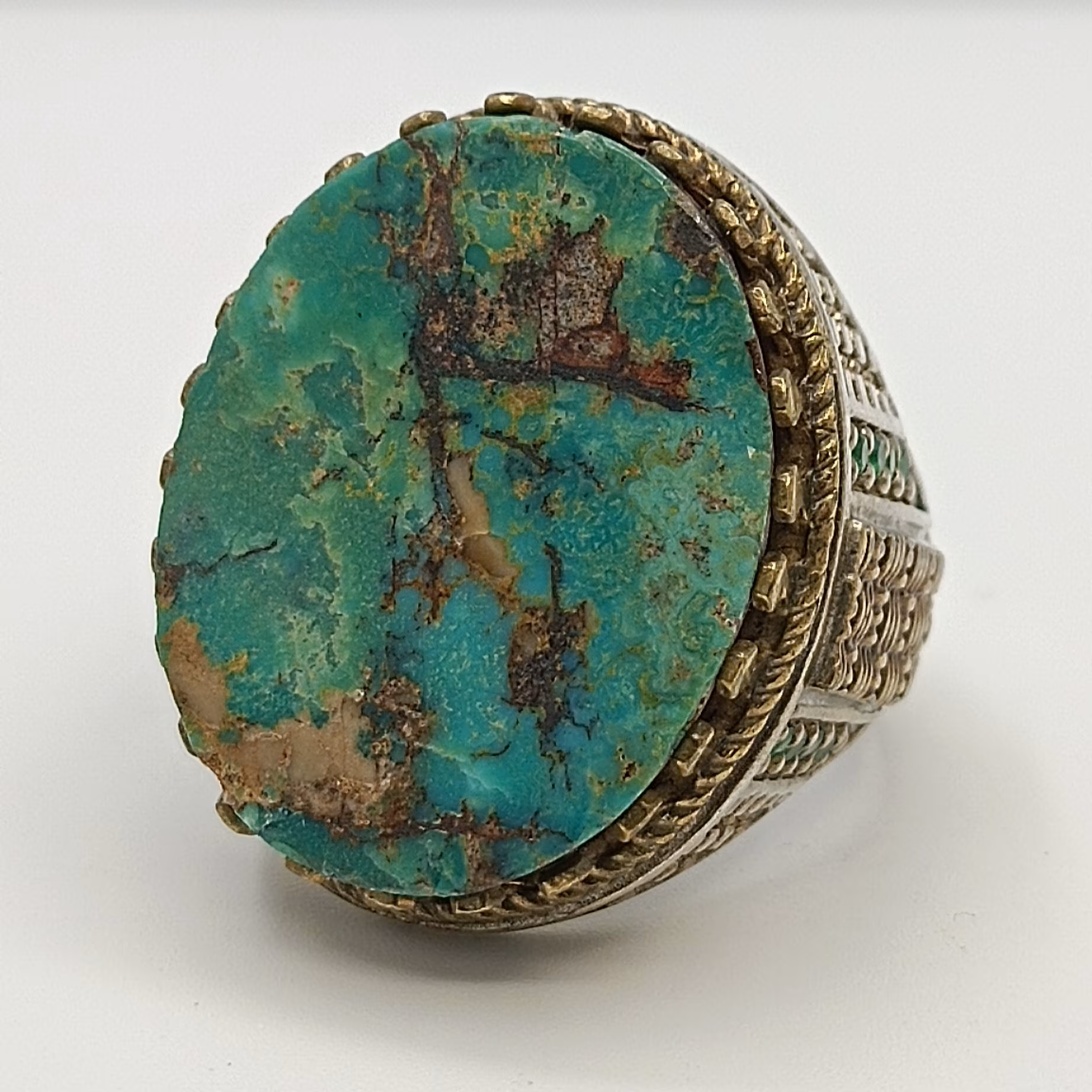 انگشتر نقره مردانه نگین فیروزه نیشابور کد 1916