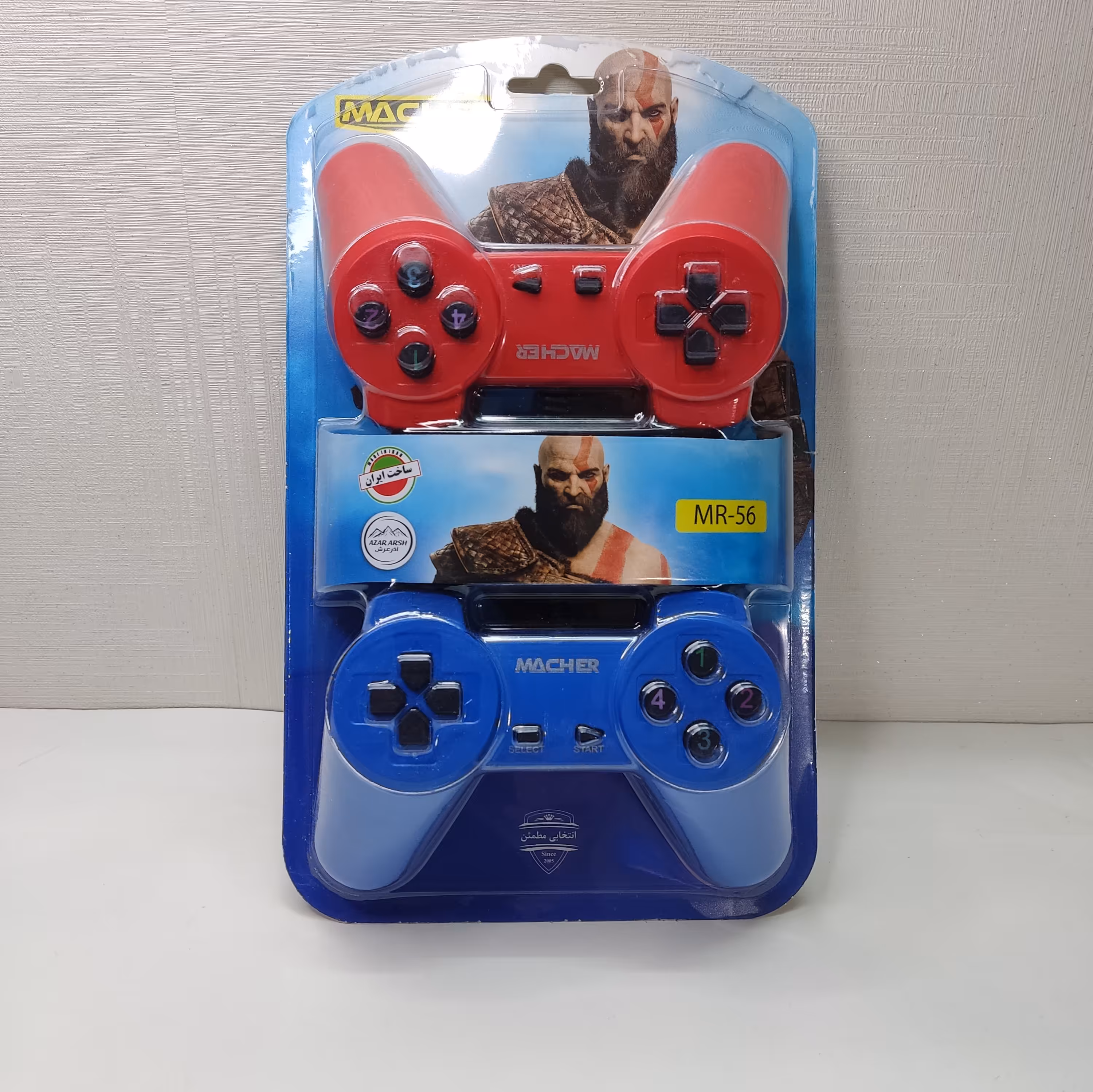 دسته بازی کامپیوتر دوتایی سیمی Macher آبی قرمز