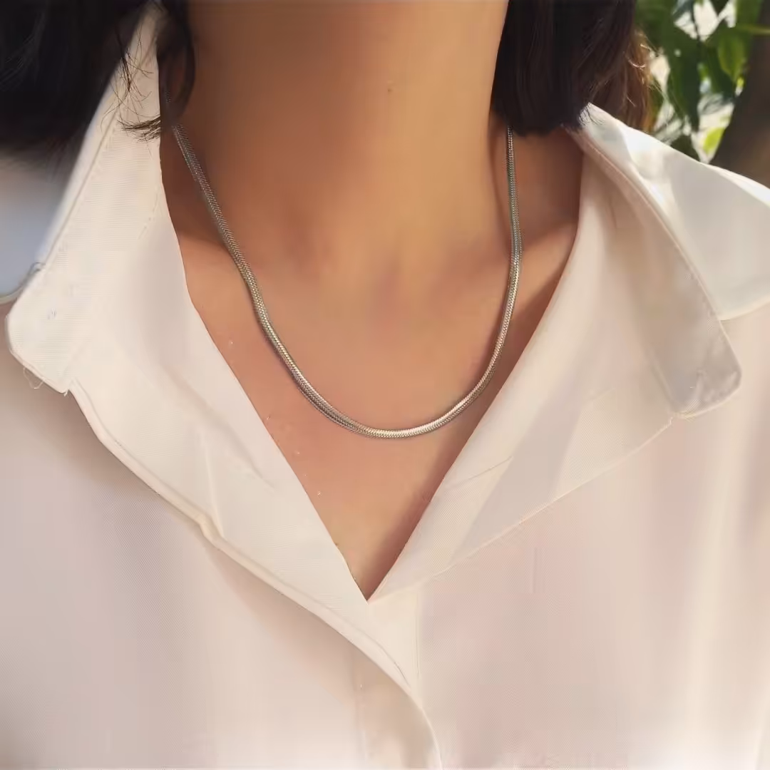 گردنبند ماری استیل نقره ای