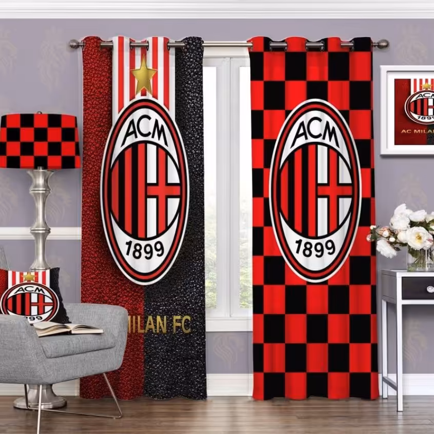 پرده چاپی  پانچ  طرح  تیم میلان (ورزشی)  کد 906