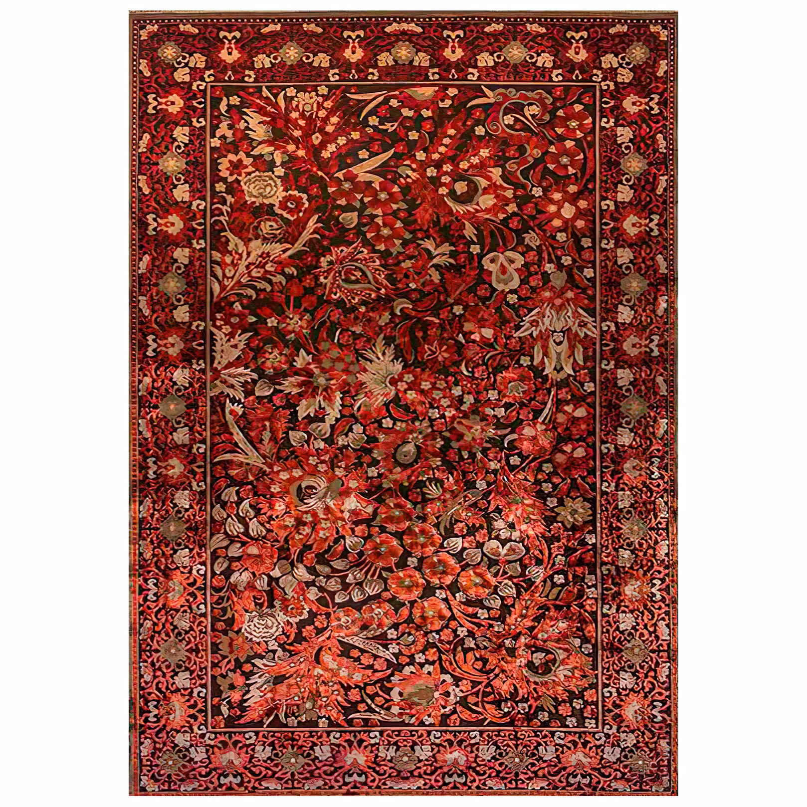 فرش ماشینی زانیس ارسال رایگان کد2200فانتزی طرح سنتی قرمز تک رو سایز 42x30 سانت