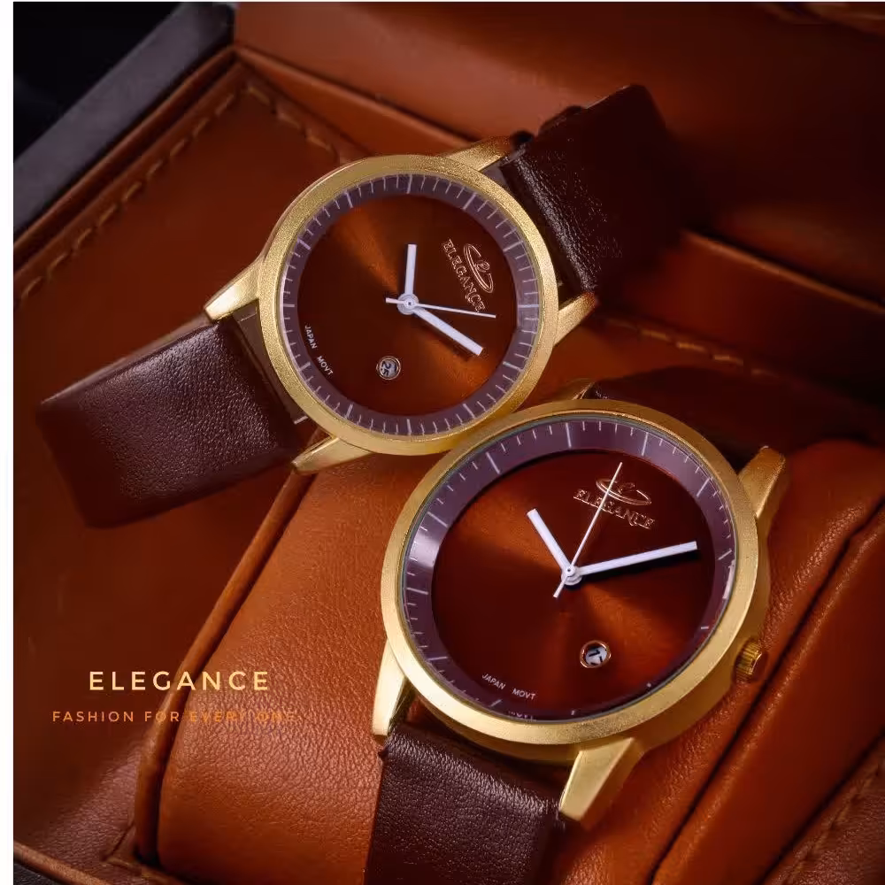 ساعت ست بند چرم الگانس دارای روز شمار(Elegance )