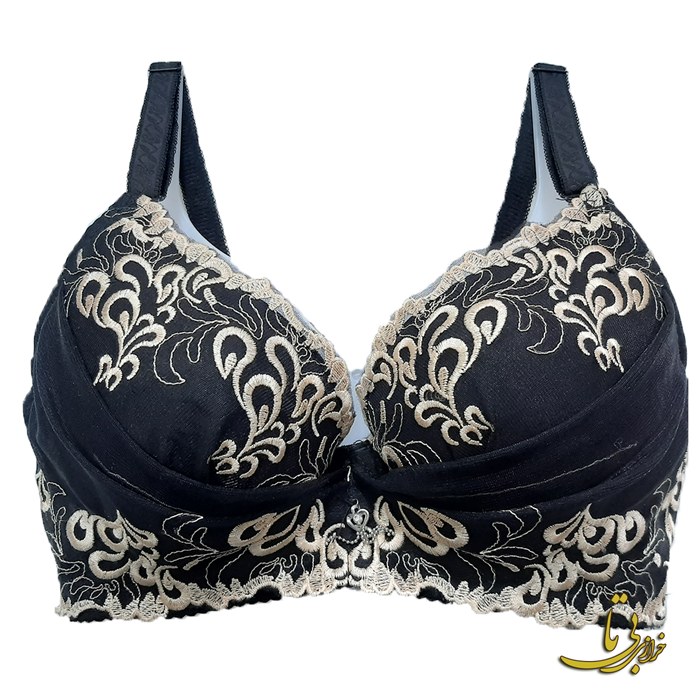 سوتین ابری گلدوزی فنر و جک دار  رنگ سورمه ای سایز 85 (کد 1076)