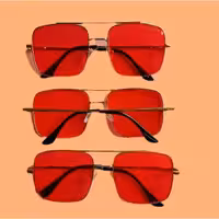 عینک شب مردانه و زنانه پلیس POLICE مدل 635دسته فنر فریم طلایی عدسی قرمز