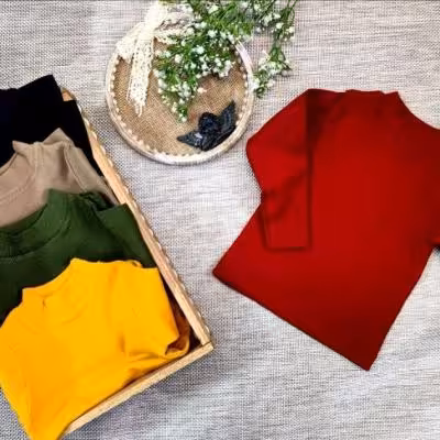 بلوز کبریتی یقه نیم سانت آستین بلند مناسب دختر و پسر