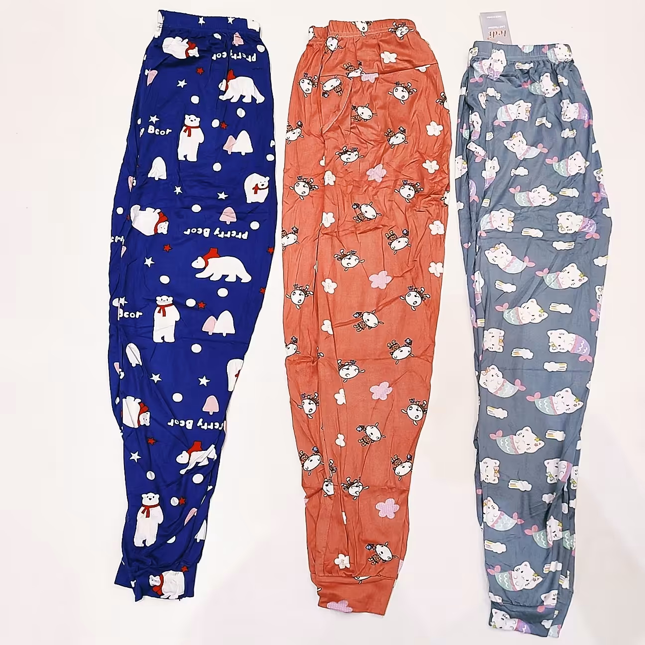 شلوار گیاهی خنک راحتی زنانه و دخترانه طرحدار عروسکی جیبدار