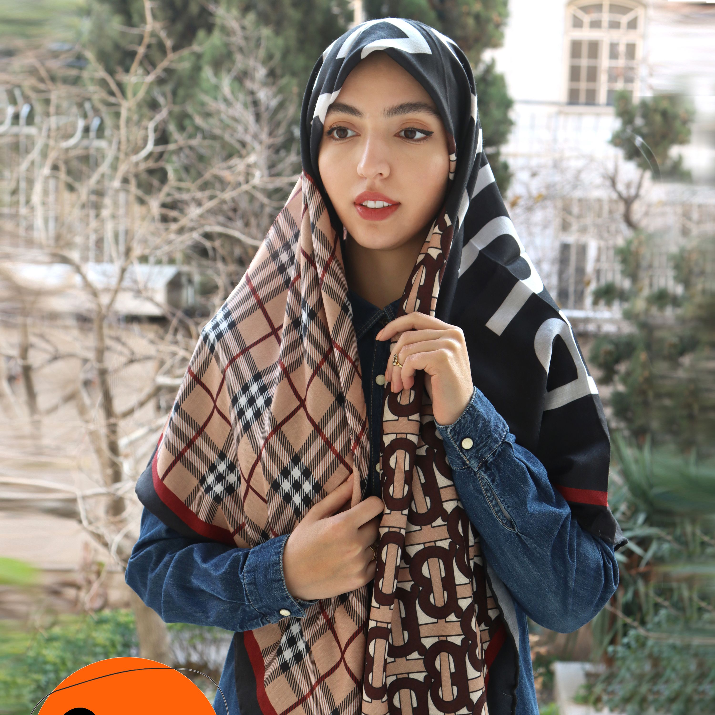 روسری موهر طرح باربری پاییزی