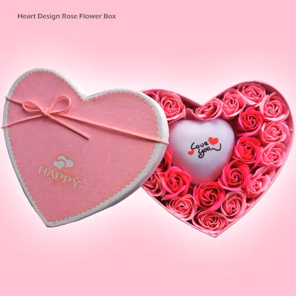 باکس قلبی گل رز چراغدار