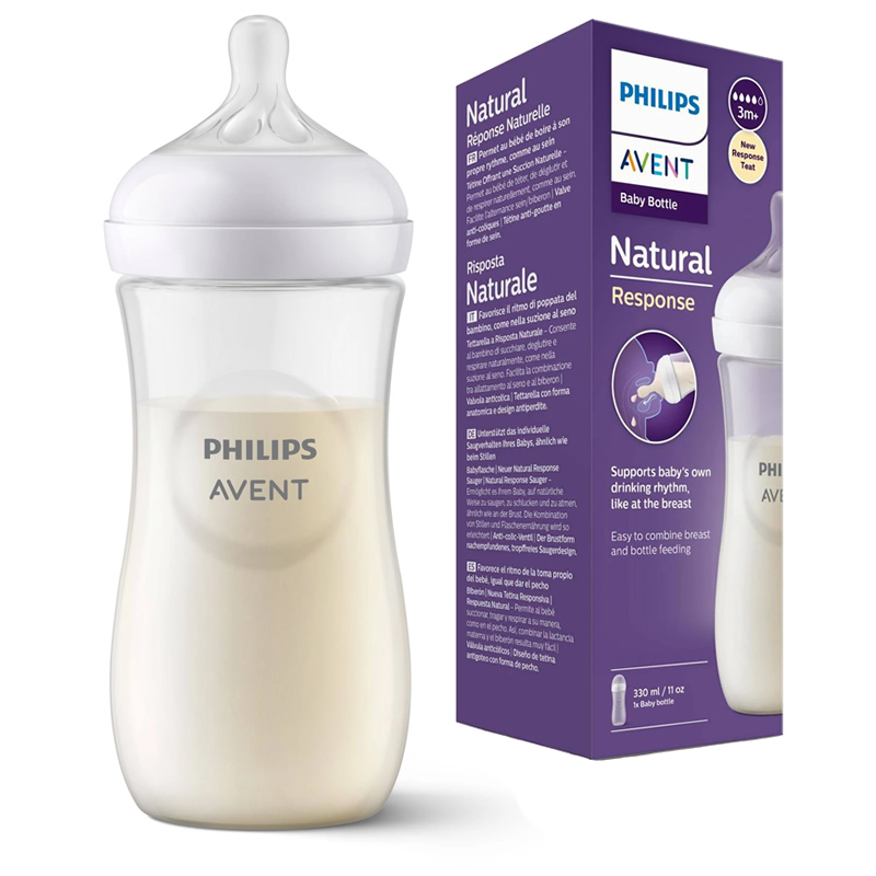 شیشه شیر طلقی 330 میل مدل Natural Response اونت Avent