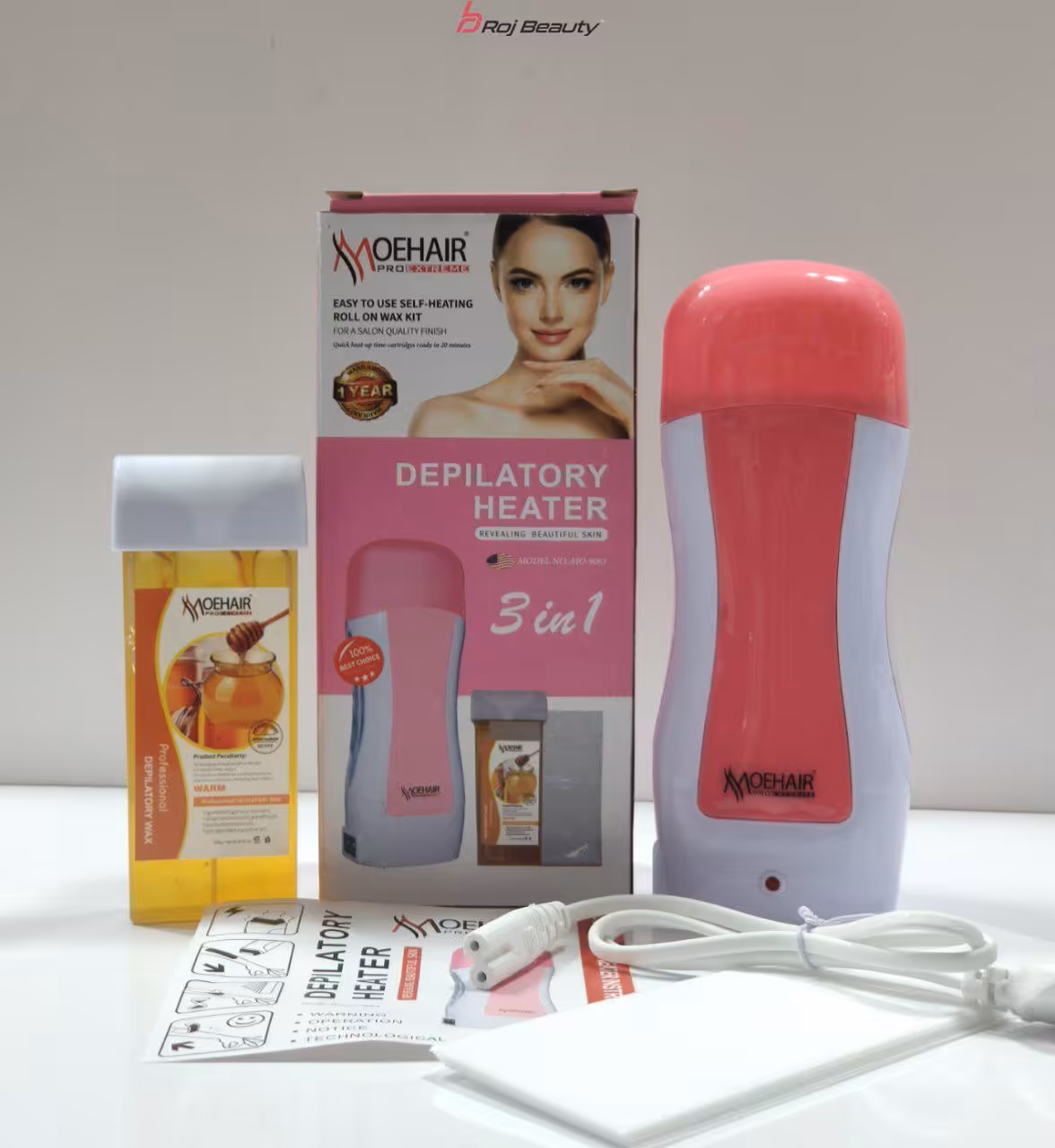 دستگاه گرم کننده موم   موهیر کره به همراه یک عدد موم خشابی وزن 150 گرم