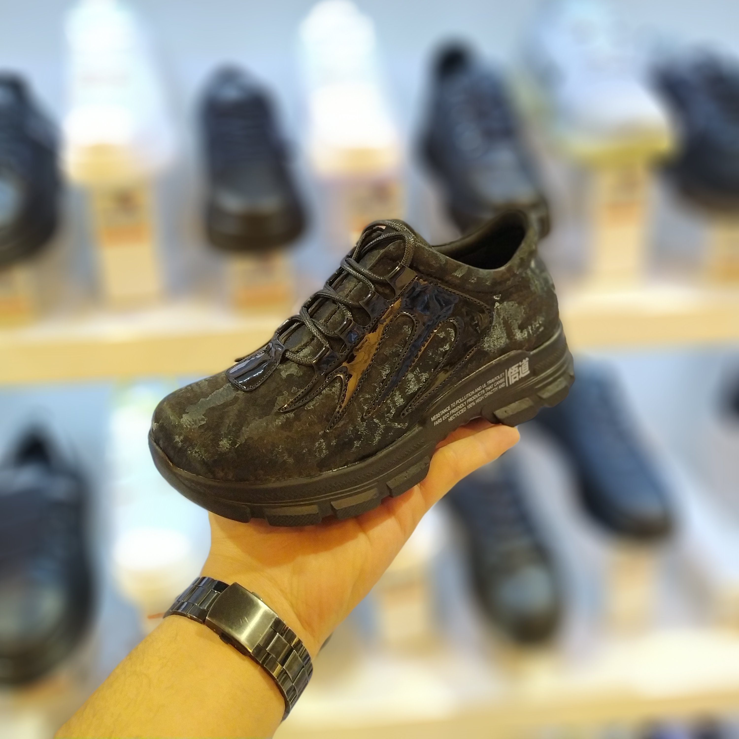 کفش اسپرتی/مدل آتشی/مشکی پتینه