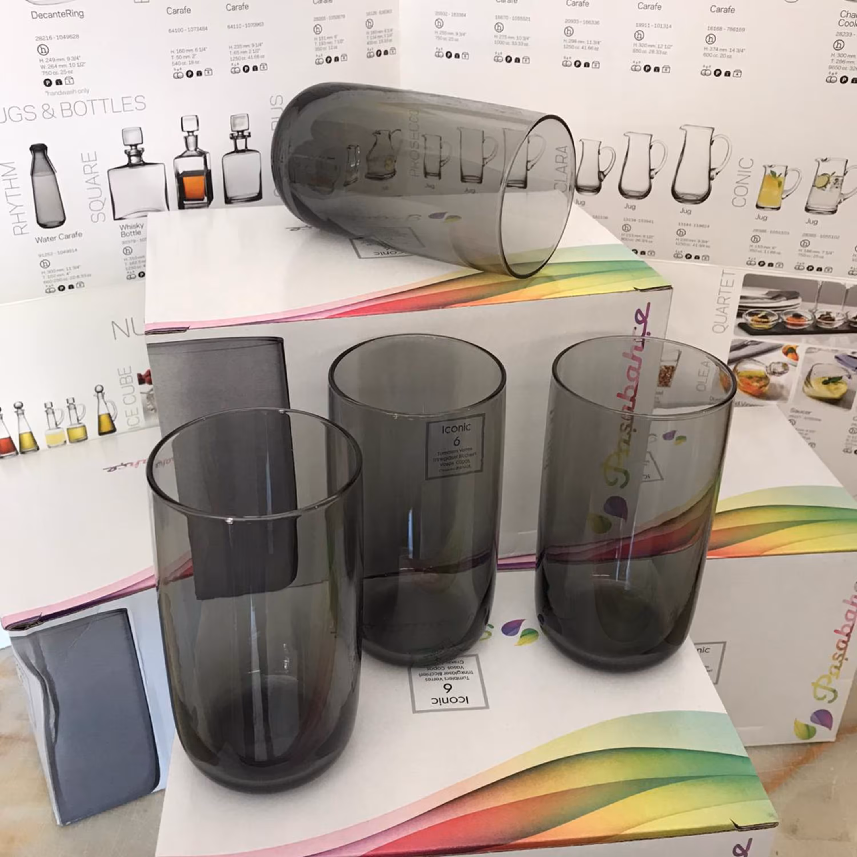 لیوان دودی رنگ پاشاباغچه مدل Iconic کد 420805 مجموعه 3 عددی