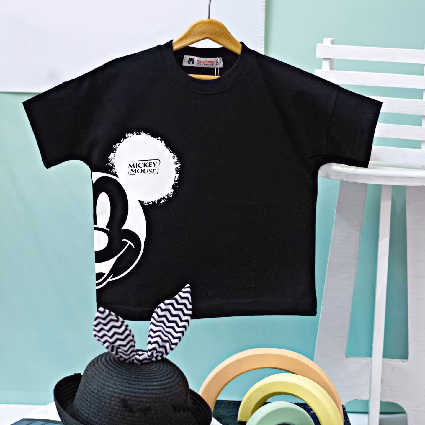 کراپ میکی موس لانگ مشکی مناسب محرم پسرانه و دخترانه 2 تا 9 سال