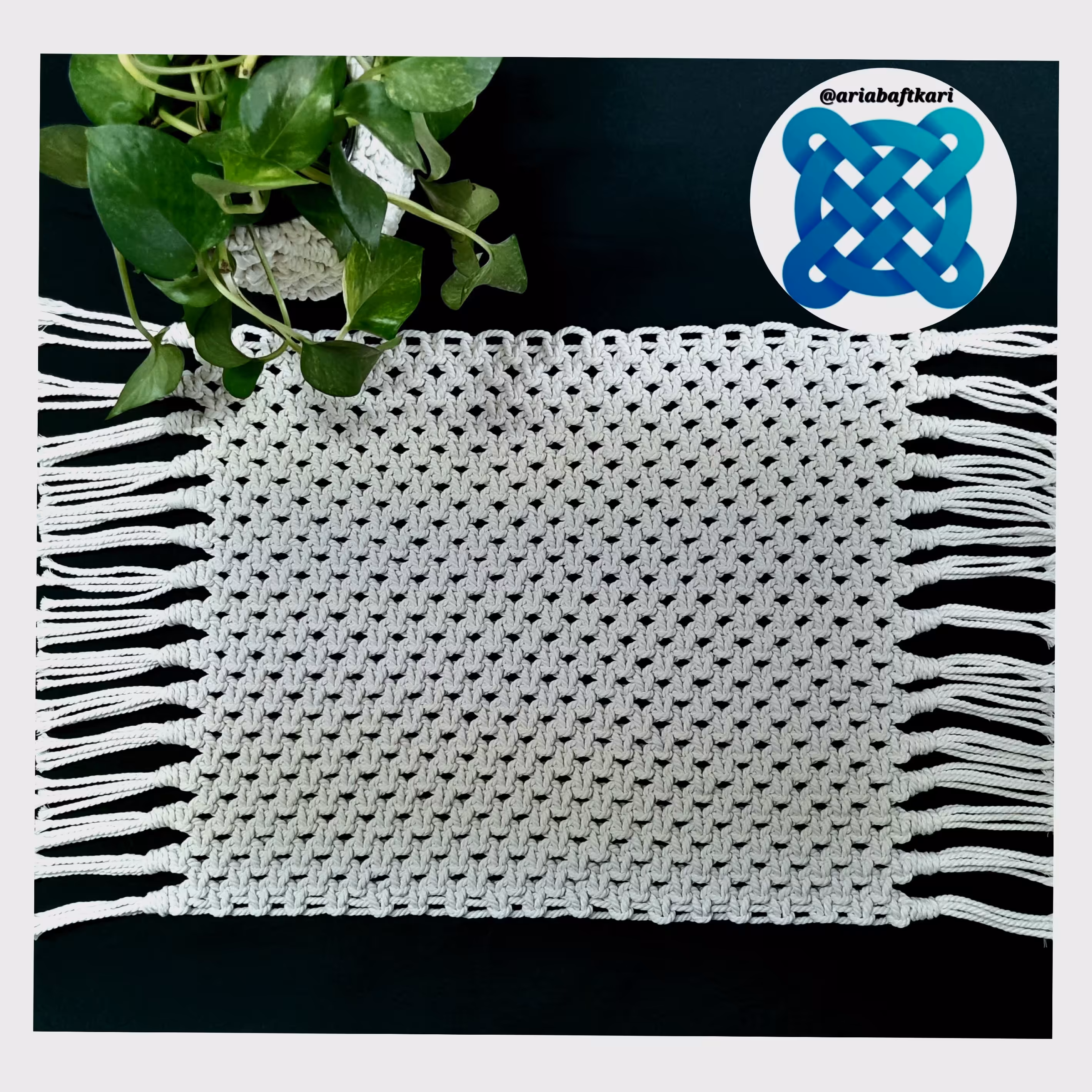 زیر بشقابی مستطیل  مکرومه بافی 