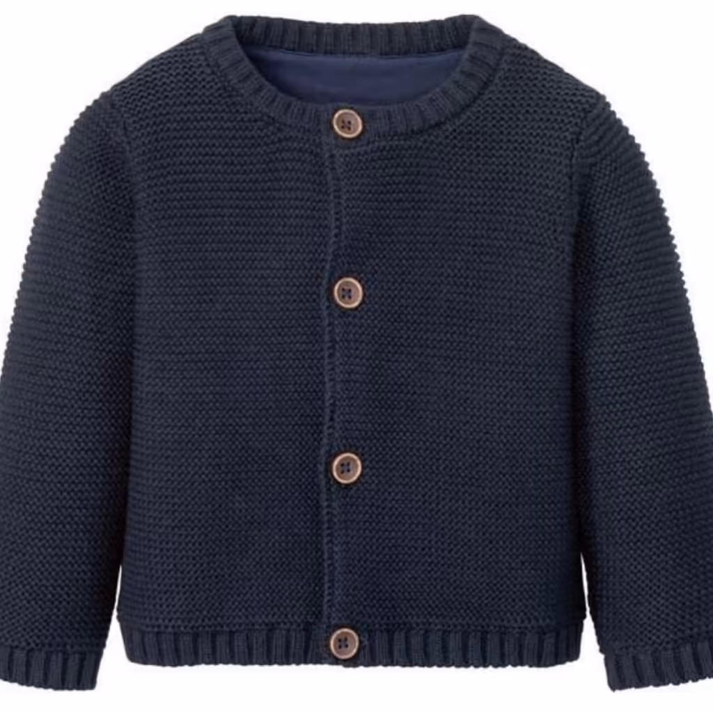 کت بافت آستر دار نوزادی 6 تا 12 ماه  و 12 تا 24 ماه سورمه ای 