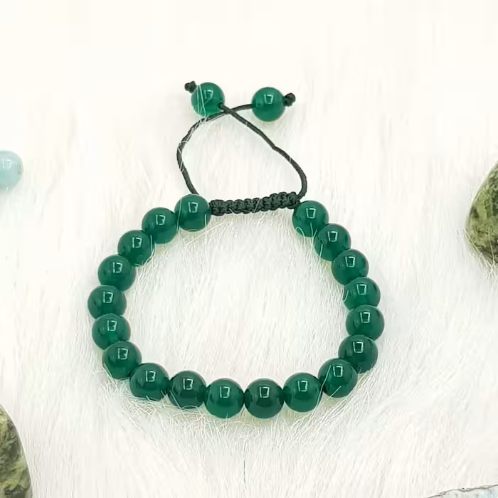 دستبند سنگ عقیق سبز(کریسوپراز)     سنگ تقویت عمومی روحیه قلبی    کد 217