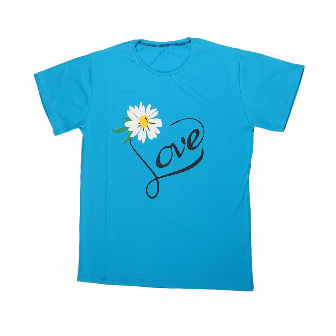 تیشرت پنبه مدل love  آبی