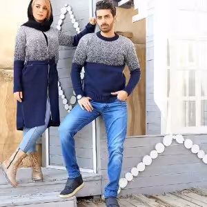 ست بافت زوج مانتو بلوز زنانه مردانه