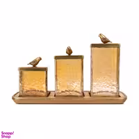 بانکه گلد کیش مدل گلدن برد کد GK829417 ۳ عددی درب دار به همراه سینی