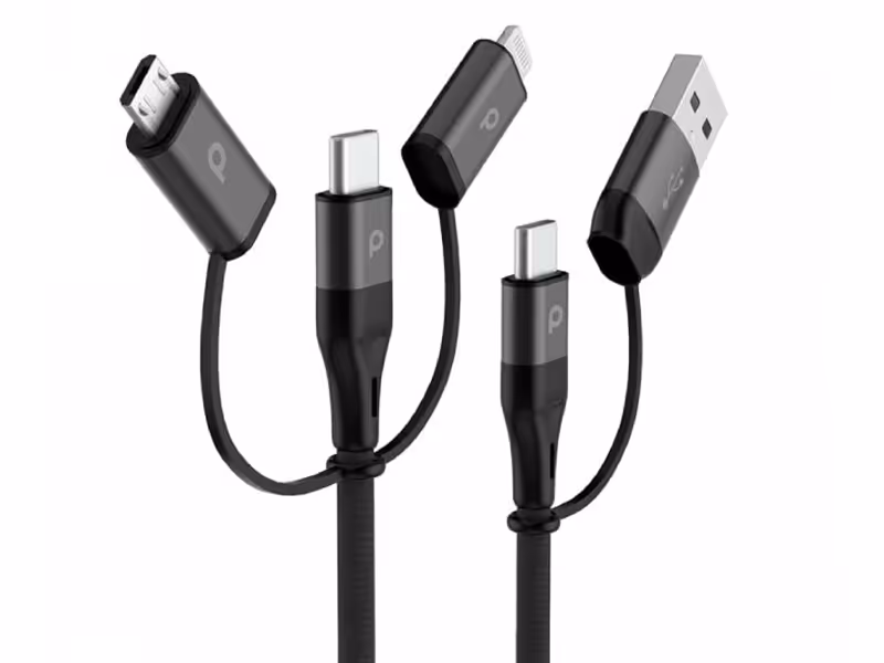 کابل شارژ چند سر 1.2 متر 2.4 آمپر پورودو Porodo All in One Aluminum Braided Cable PD-LCMUBR 1.2M