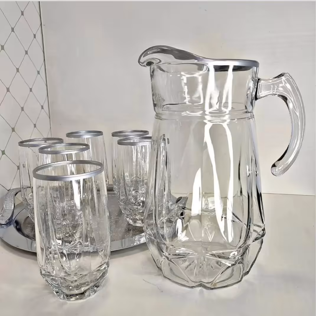 پارچ و لیوان استاتیک لب  نقره