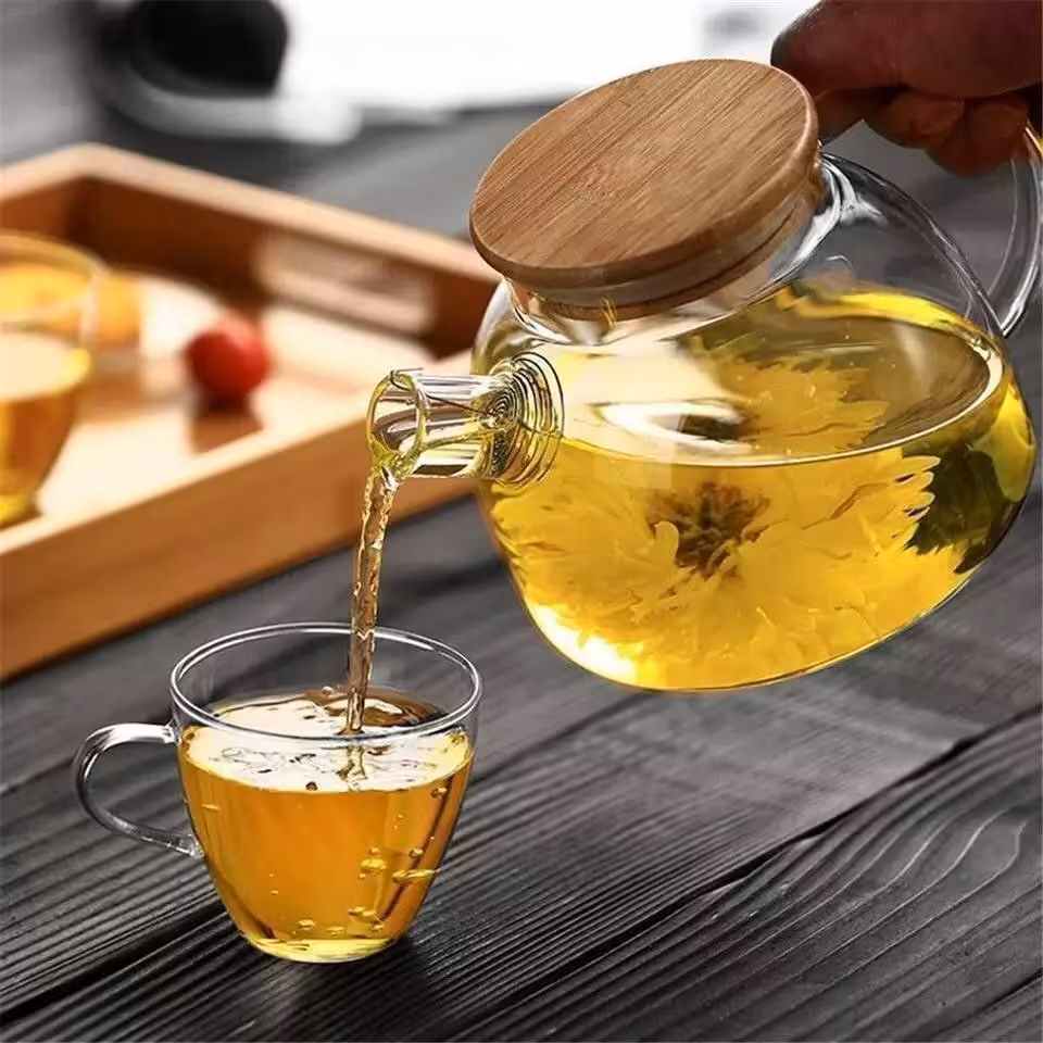 قوری پیرکس درب بامبو شعله مستقیم