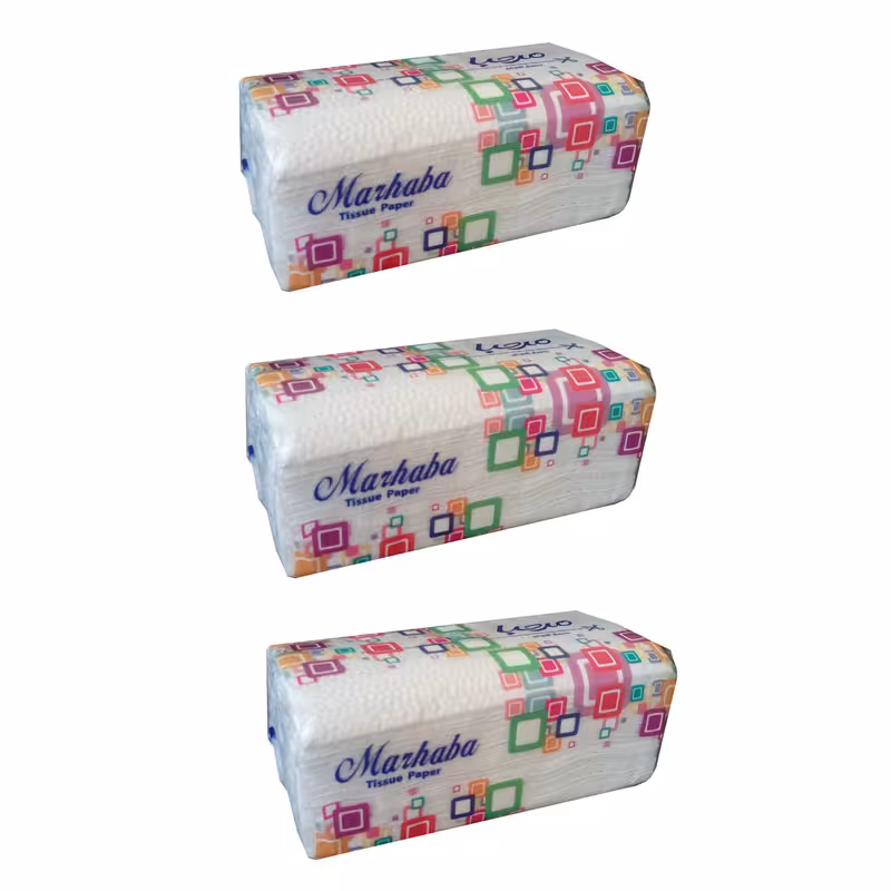 دستمال کاغذی 100 برگ مرحبا مدل 01 بسته 3 عددی