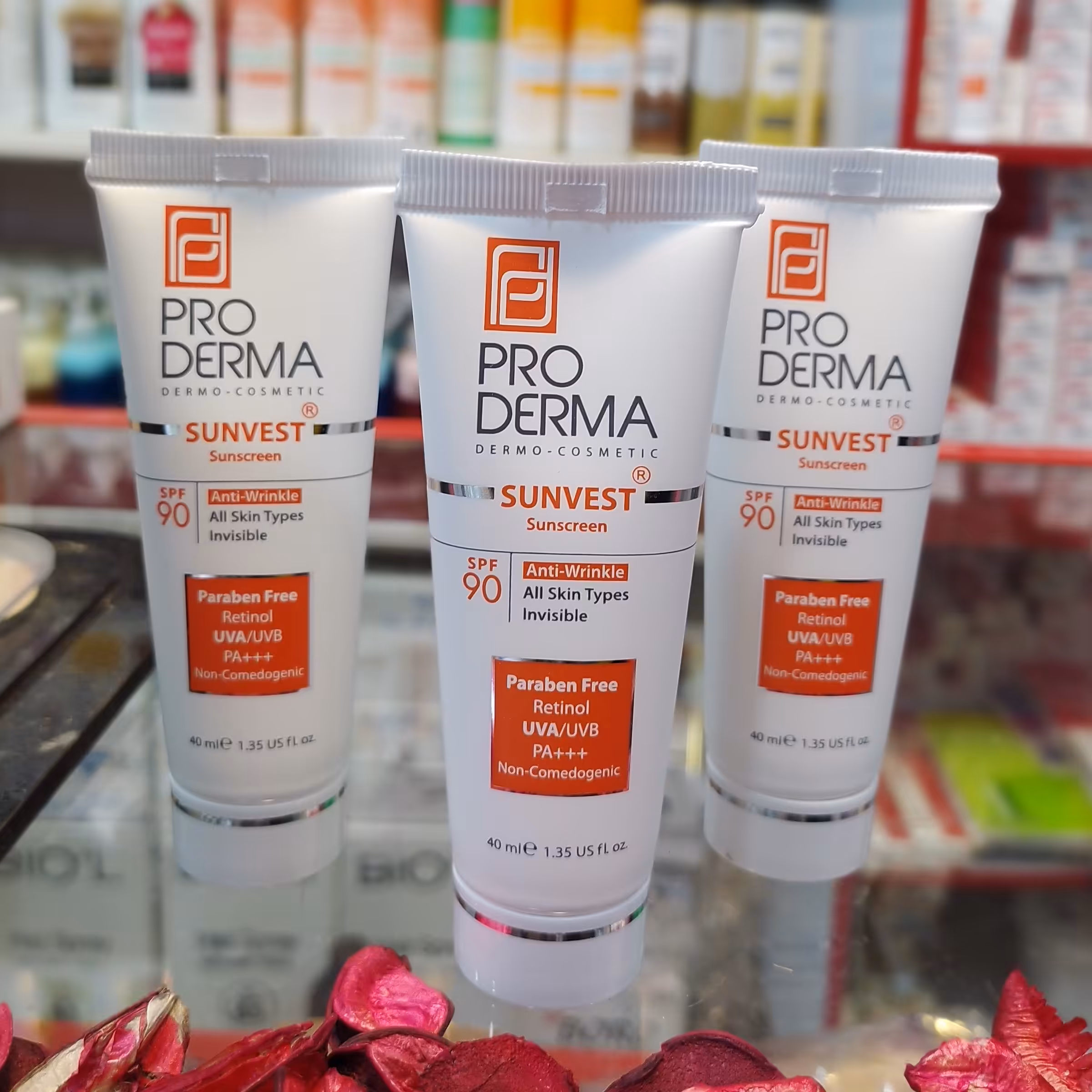 ضد آفتاب و ضد چروک پرودرما SPF90بی رنگ 40میل 