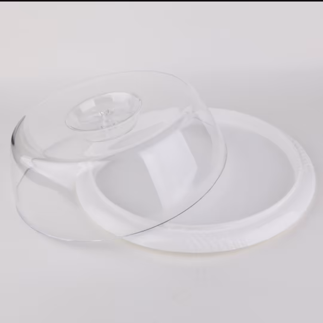 ظرف حمل کیک گرد پلاستیکی مقاوم قطر 24 سانت ارتفاع 9 سانت