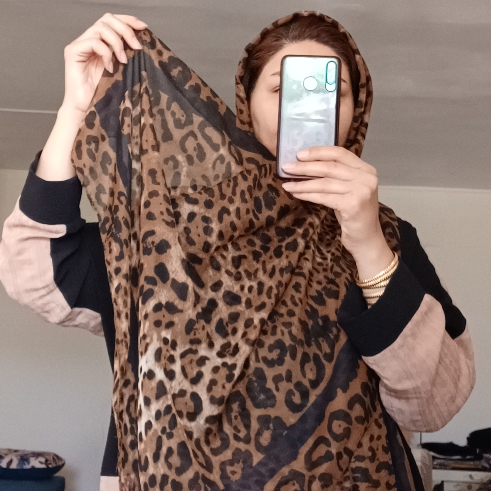 شال حریر نخ پلنگی