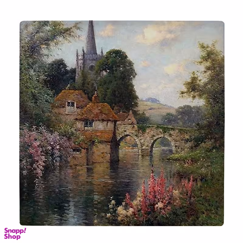زیر لیوانی طرح منظره رودخانه و خانه های اروپایی کد 5772443_4081