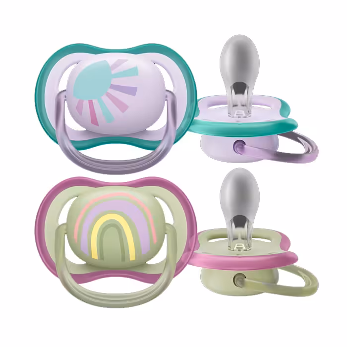 پستانک اونت اولترا ایر 2عددی 0-6 ماه avent ultra air طرح رنگین کمان و خورشید