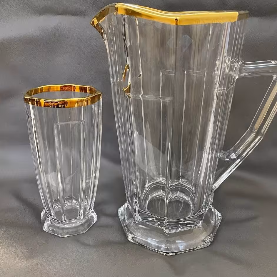 پارچ  لیوان لب طلا