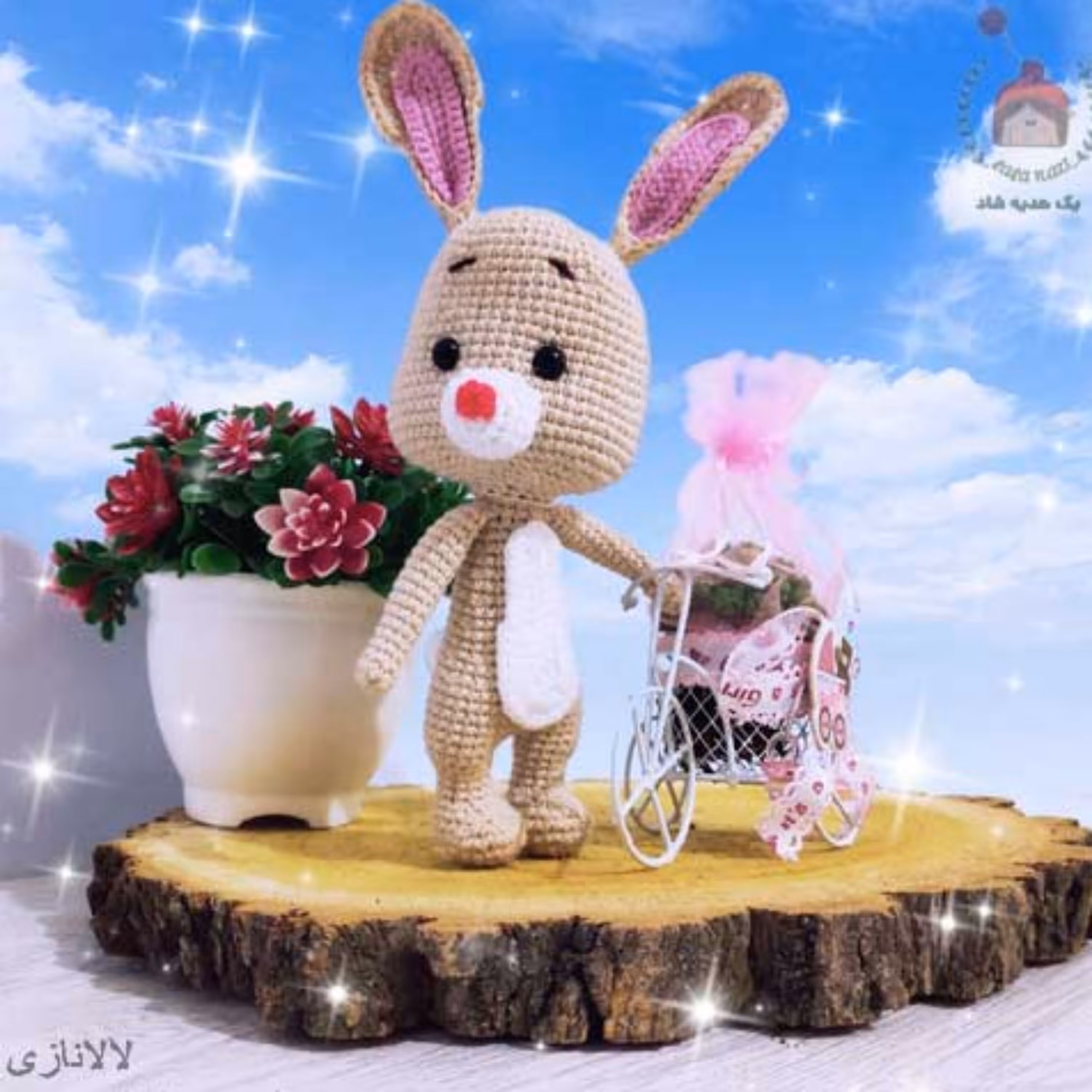 اسباب بازی کارتونی عروسک بافتنی قلاب بافی دست بافت کاموایی  خرگوش ربیت