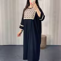 مانتو عبایی یاسمن خرجکار شده کرپ کشی سایز بزرگ