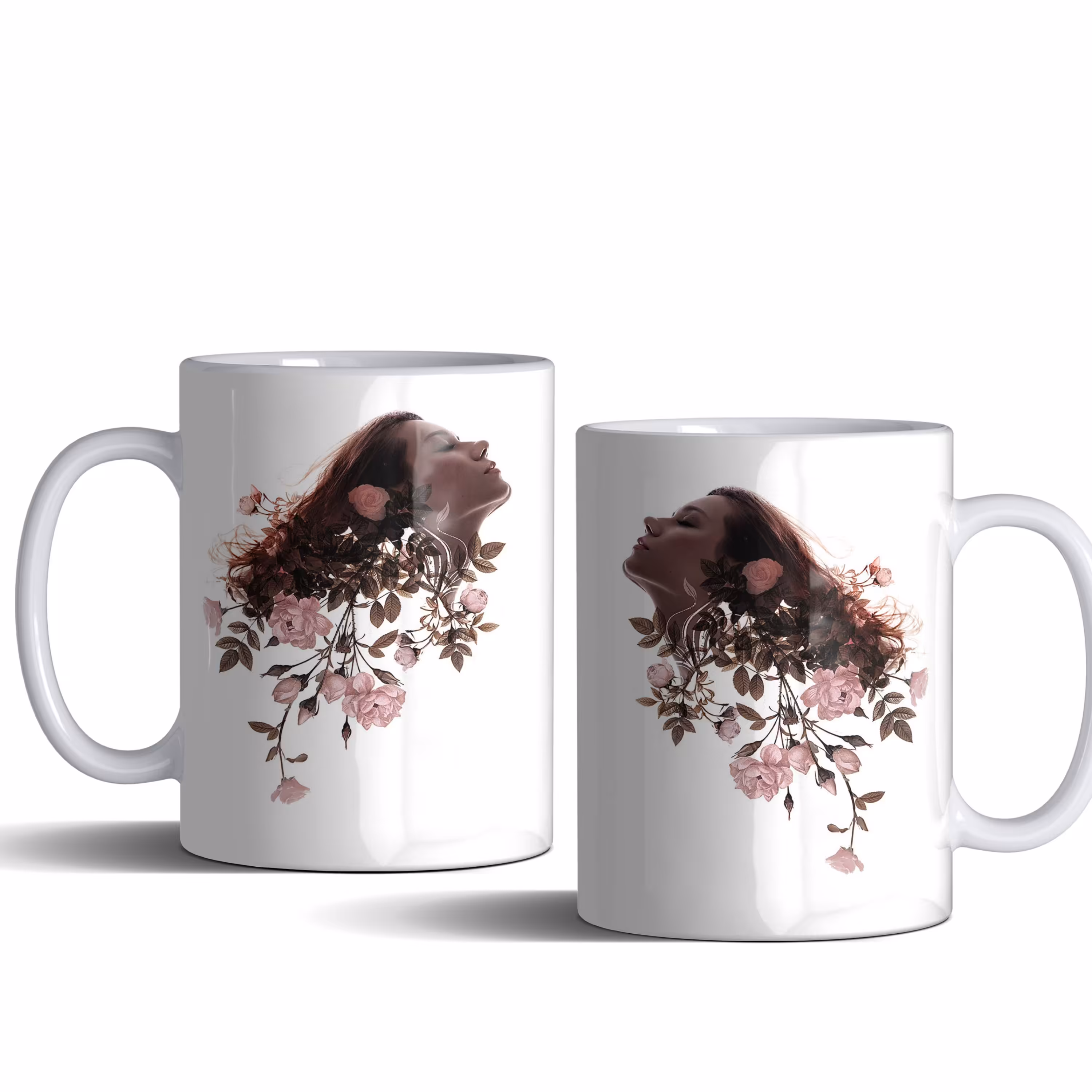 لیوان (ماگ) هنری با طرح سر زن و گل