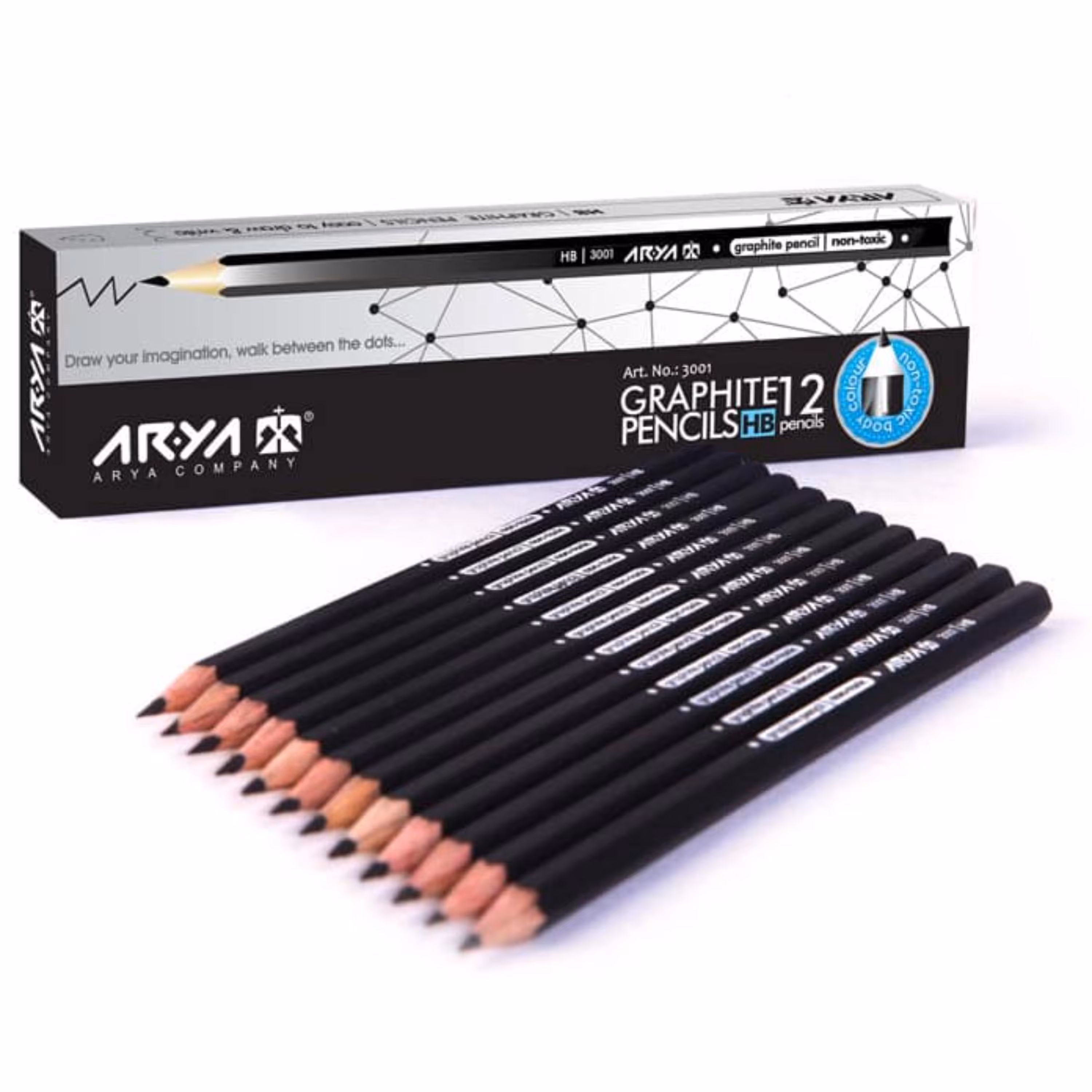 مداد مشکی طرح ساده آریا (12عددی)