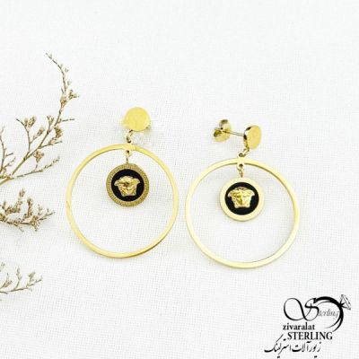 گوشواره حلقه ای استیل آویز مدوسا با کد 12769